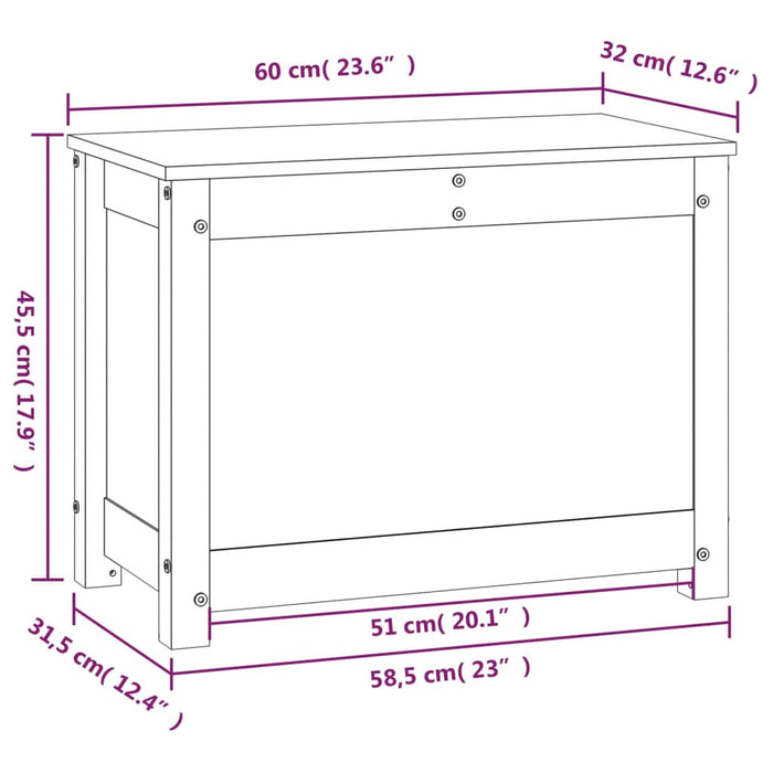 Opbergbox honingbruin 60x32x45,5 cm massief grenenhout