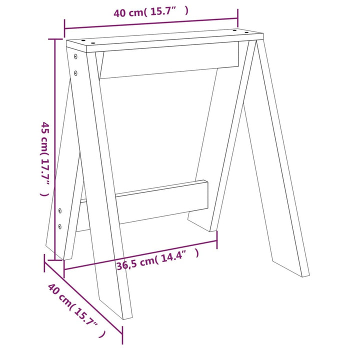 Krukken 2 st 40x40x45 cm massief grenenhout