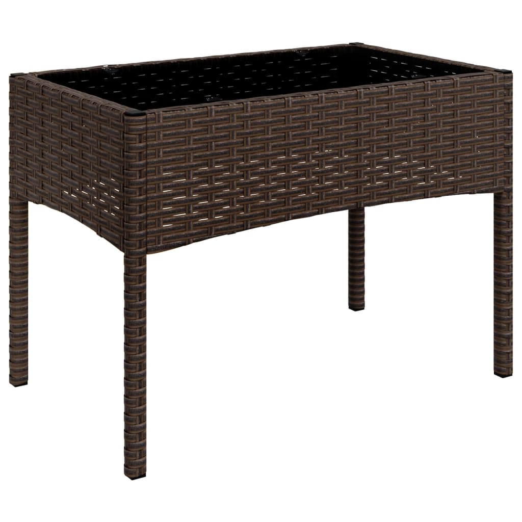 4-delige Loungeset met kussens poly rattan bruin