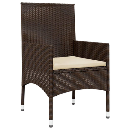 4-delige Loungeset met kussens poly rattan bruin