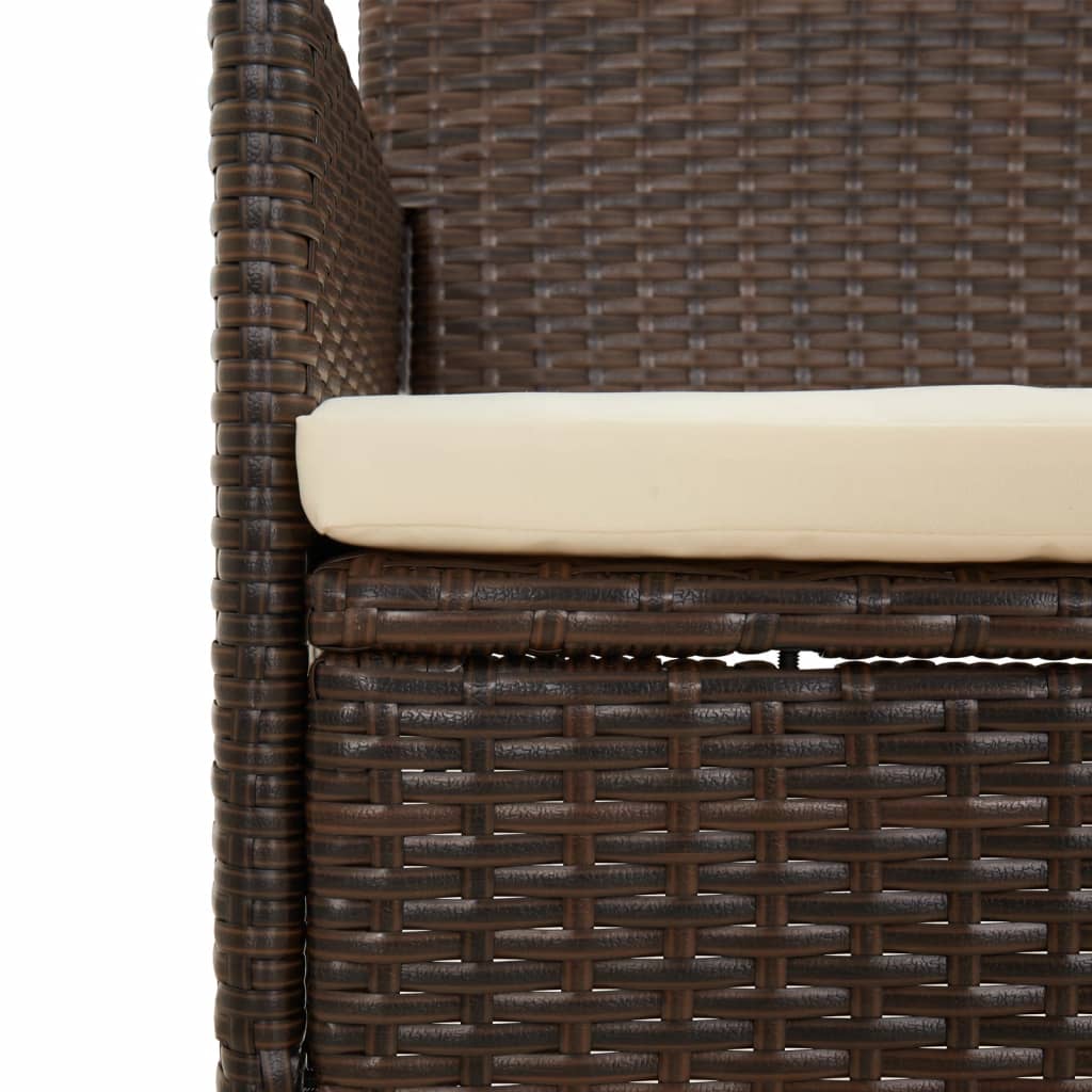 4-delige Loungeset met kussens poly rattan bruin