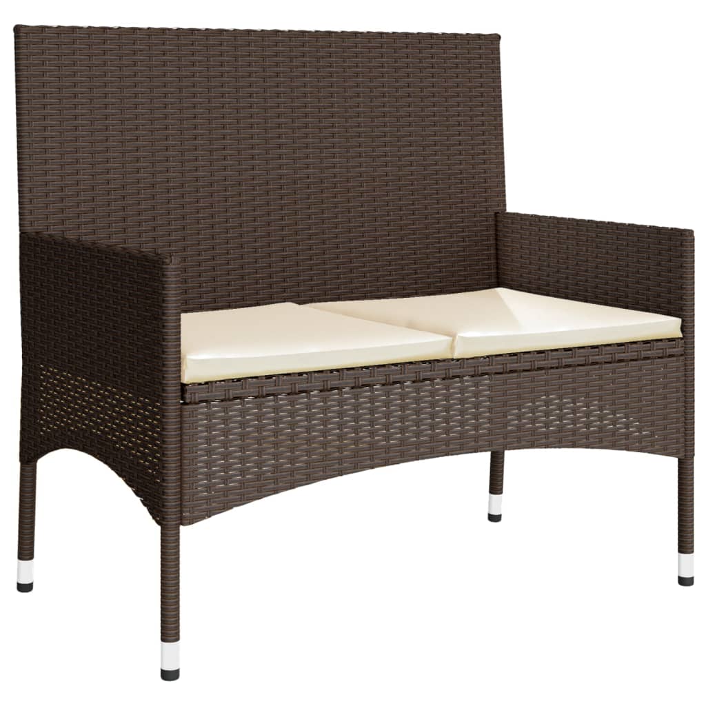 4-delige Loungeset met kussens poly rattan bruin