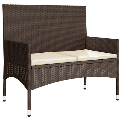 4-delige Loungeset met kussens poly rattan bruin