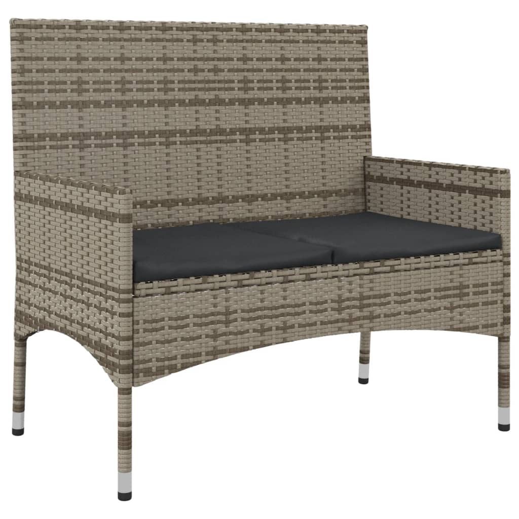 4-delige Loungeset met kussens poly rattan grijs