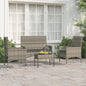 4-delige Loungeset met kussens poly rattan grijs