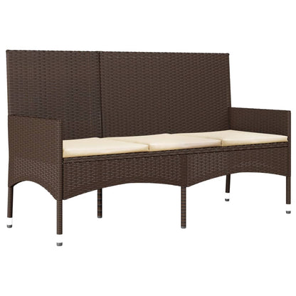 4-delige Loungeset met kussens poly rattan bruin