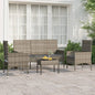 4-delige Loungeset met kussens poly rattan grijs