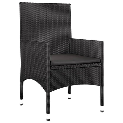 4-delige Loungeset met kussens poly rattan zwart