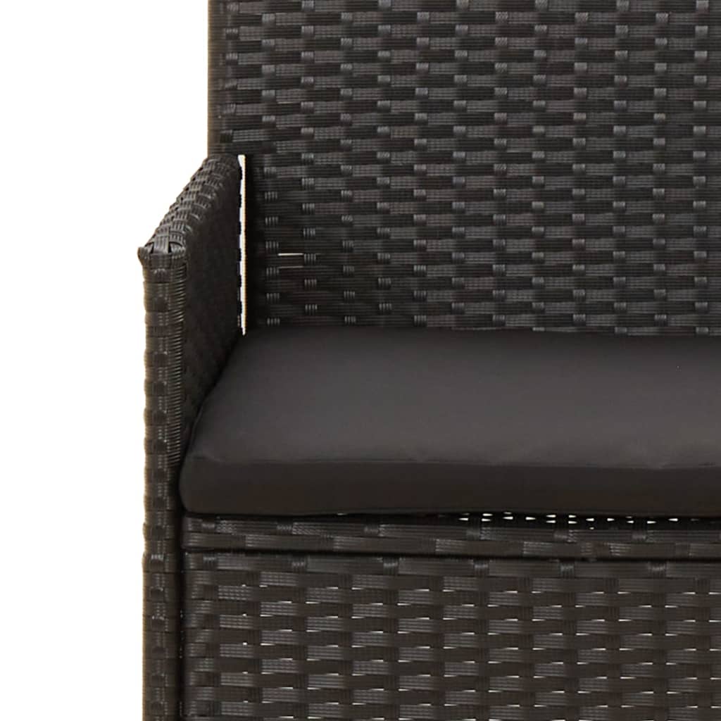 4-delige Loungeset met kussens poly rattan zwart