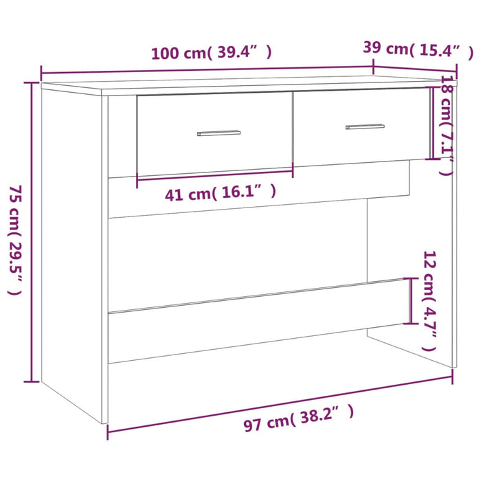 Wandtafel 100x39x75 cm bewerkt hout betongrijs