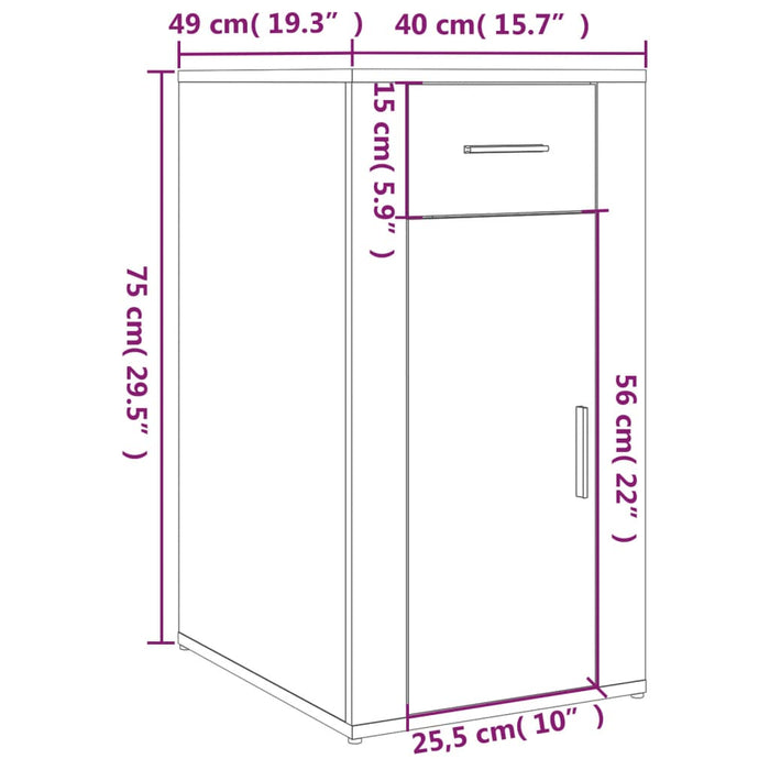 Bureaukastje 40x49x75 cm bewerkt hout grijs sonoma eikenkleurig