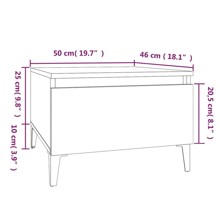 Bijzettafel 50x46x35 cm bewerkt hout hoogglans wit