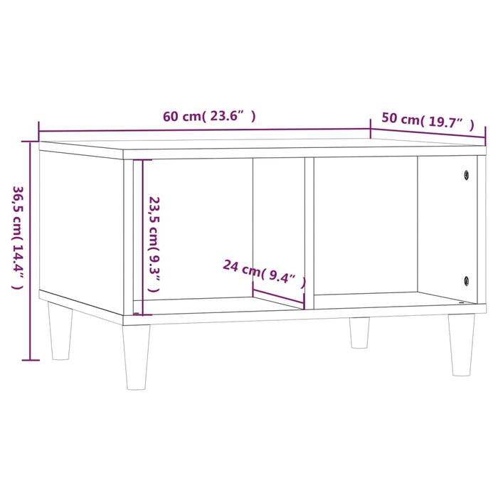 Salontafel 60x50x36,5 cm bewerkt hout bruineikenkleurig