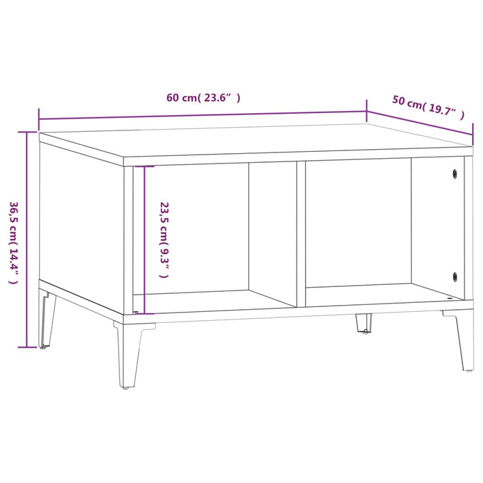 Salontafel 60x50x36,5 cm bewerkt hout hoogglans wit