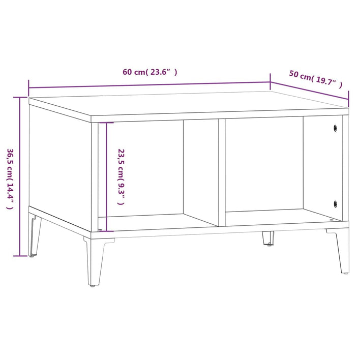 Salontafel 60x50x36,5 cm bewerkt hout gerookt eikenkleurig