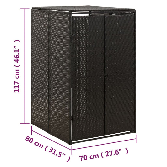 Containerberging enkel 70x80x117 cm poly rattan zwart