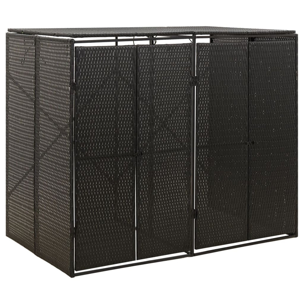 Containerberging dubbel 140x80x117 cm poly rattan zwart