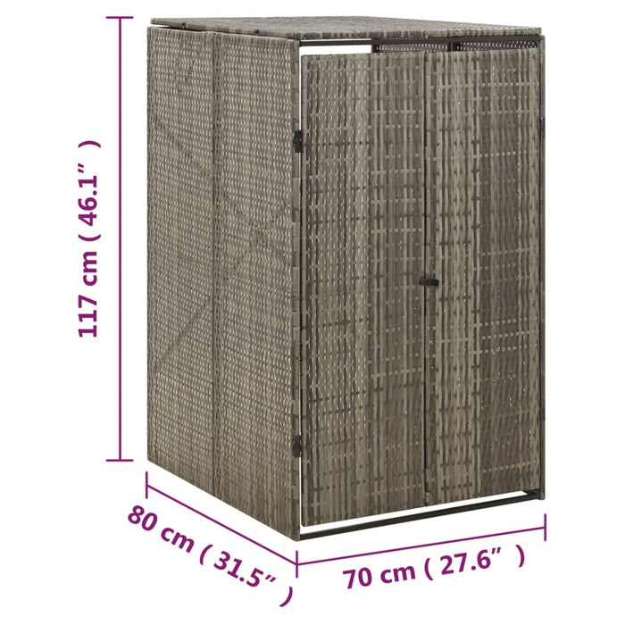 Containerberging enkel 70x80x117 cm poly rattan grijs