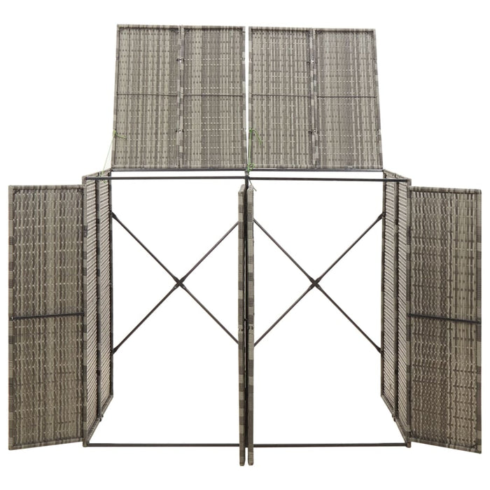 Containerberging dubbel 140x80x117 cm poly rattan grijs