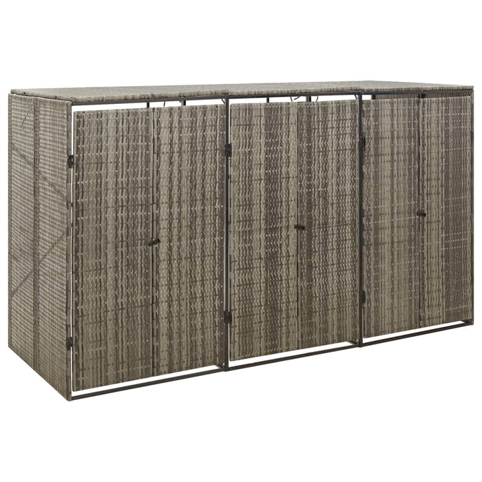 Containerberging driedubbel 207x80x117 cm poly rattan grijs