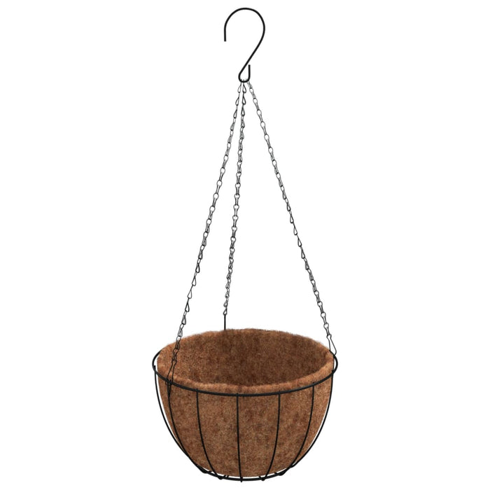 Plantenbakken hangend 4 st met kokosbak staal Ø 35x52 cm zwart