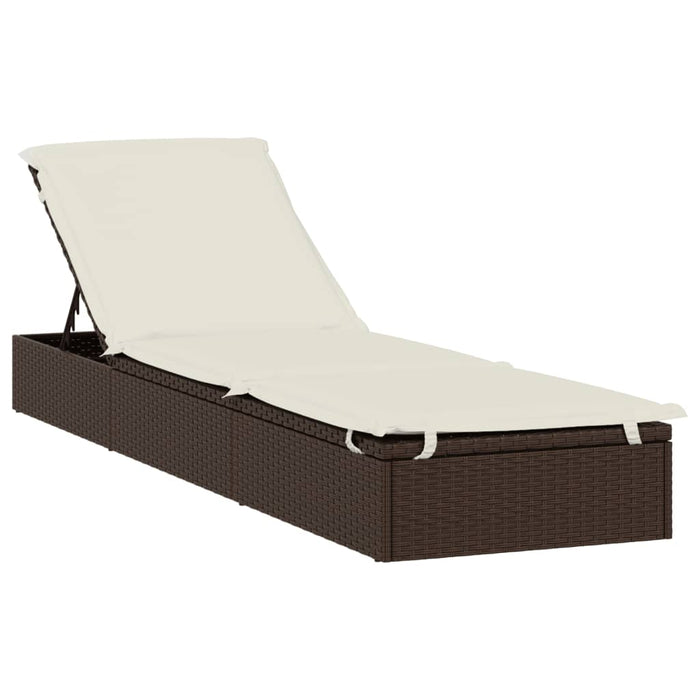 Ligbed met rond dak 211x57x140 cm poly rattan bruin