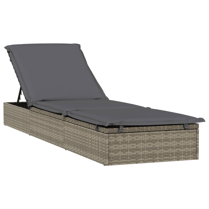 Ligbed met rond dak 211x57x140 cm poly rattan grijs