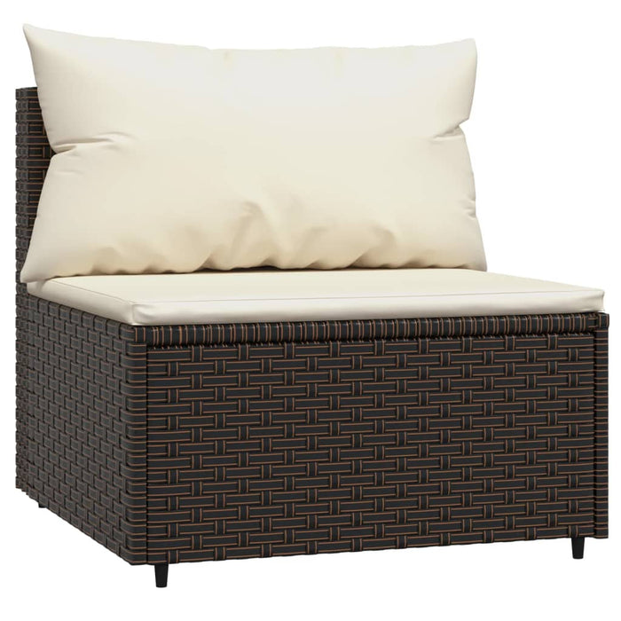 3-delige Loungeset met kussens poly rattan bruin