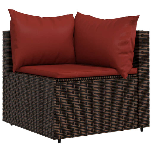 Tuinhoekbank met kussens poly rattan bruin