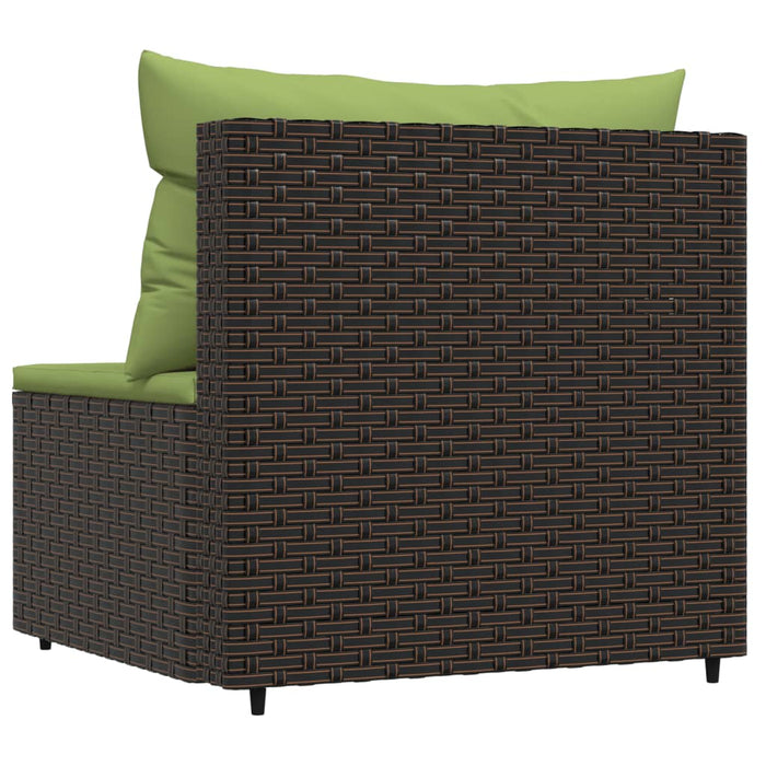 Tuinmiddenbank met kussens poly rattan bruin