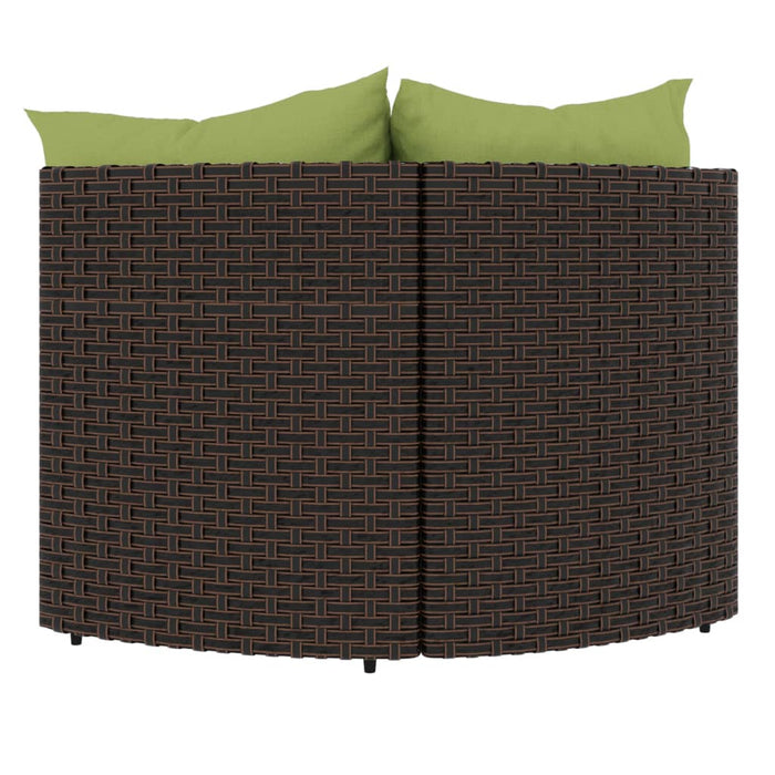 Tuinhoekbanken met kussens 2 st poly rattan bruin