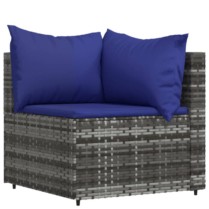 3-delige Loungeset met kussens poly rattan grijs