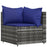 3-delige Loungeset met kussens poly rattan grijs