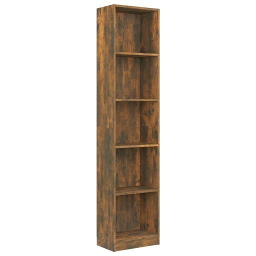 Boekenkast 40x24x175 cm bewerkt hout gerookt eikenkleurig