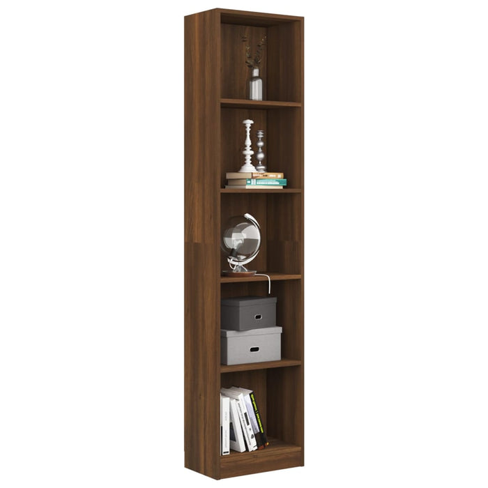 Boekenkast 40x24x175 cm bewerkt hout bruineikenkleurig