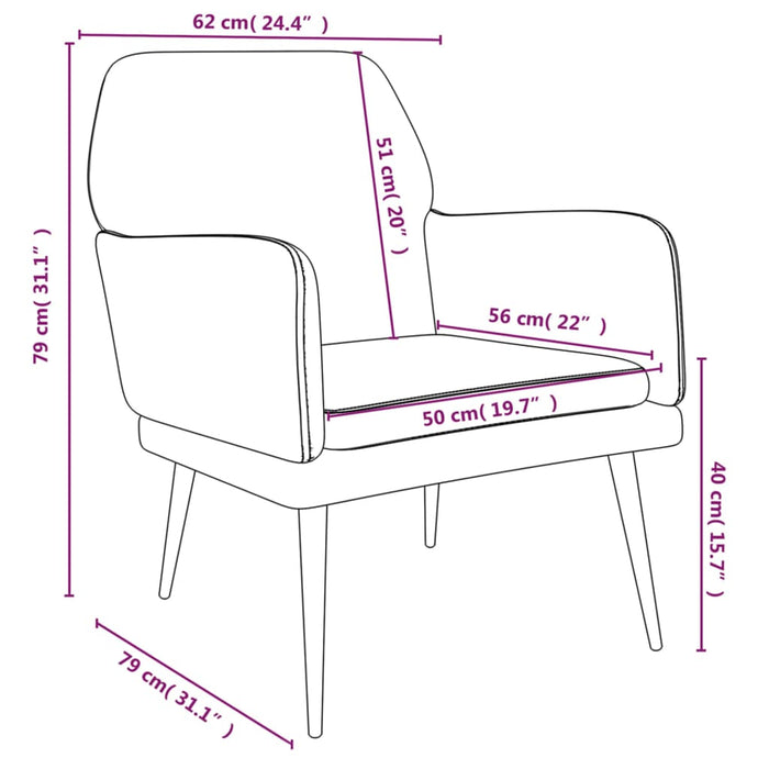 Fauteuil 62x79x79 cm fluweel lichtgrijs