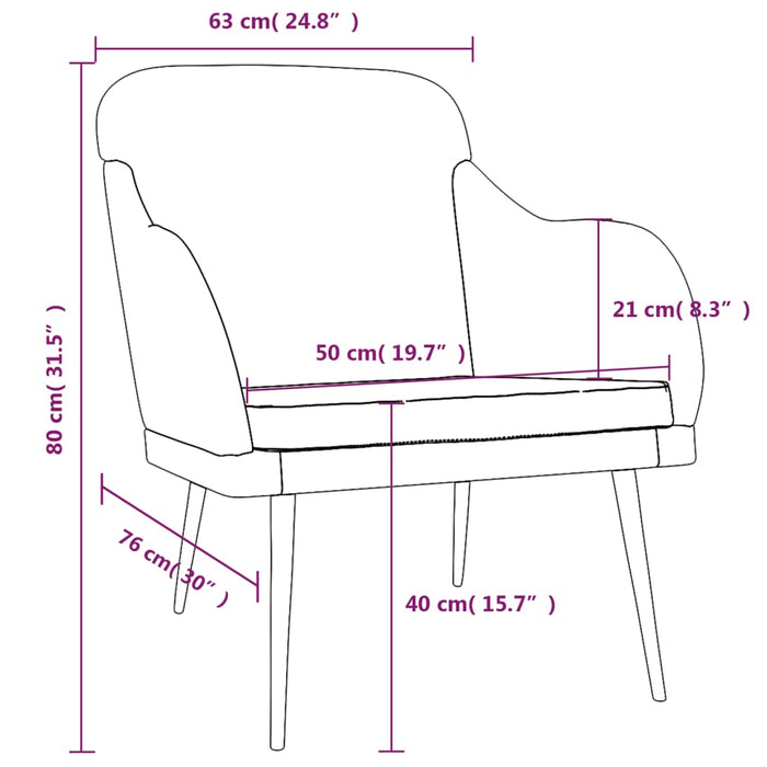 Fauteuil 63x76x80 cm fluweel donkergrijs