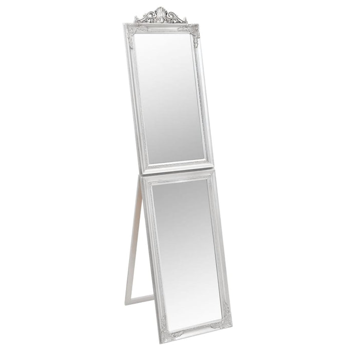 Spiegel vrijstaand 40x160 cm wit zilverkleurig