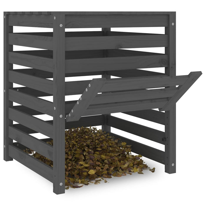 Compostbak 63,5x63,5x77,5 cm massief grenenhout grijs