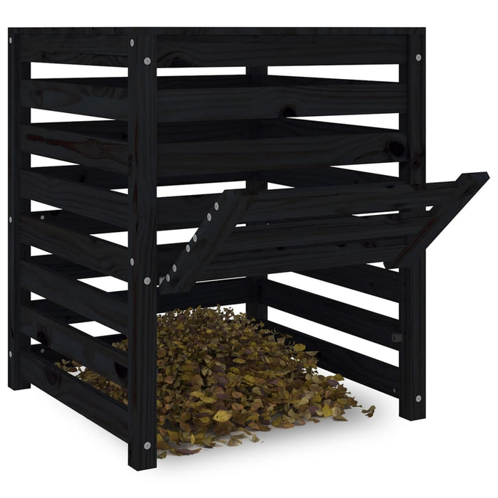 Compostbak 63,5x63,5x77,5 cm massief grenenhout zwart