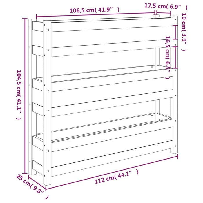 Plantenbak 112x25x104,5 cm massief grenenhout zwart