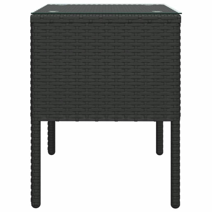 Bijzettafel 53x37x48 cm poly rattan en gehard glas zwart