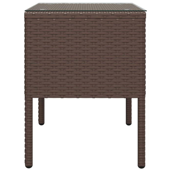 Bijzettafel 53x37x48 cm poly rattan en gehard glas bruin