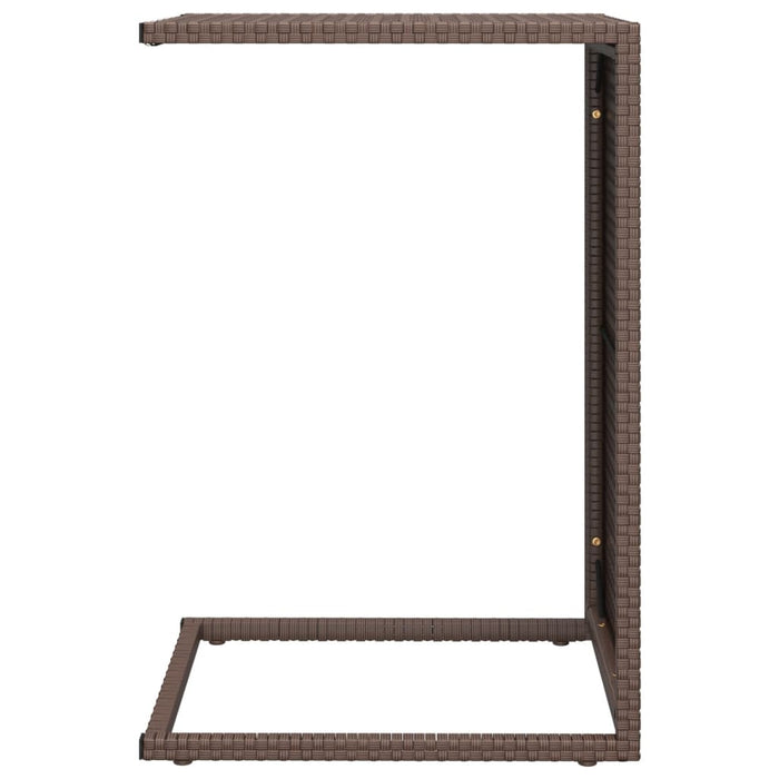 Bijzettafel C-vormig 40x35x60 cm poly rattan bruin