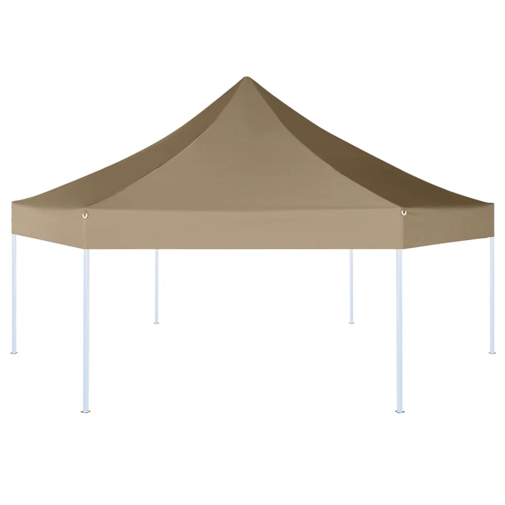 Partytent inklapbaar zeshoekig 3,6x3,1 m taupe 220 g/m²