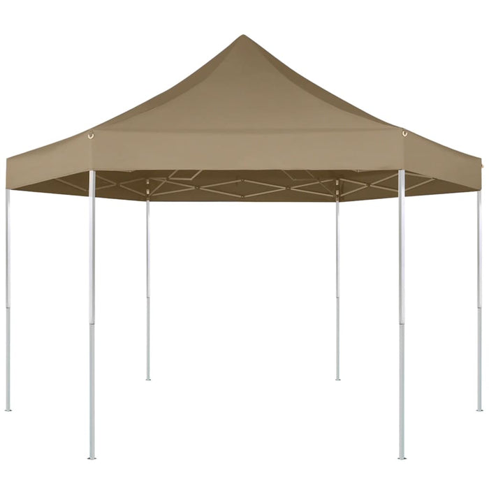 Partytent inklapbaar zeshoekig 3,6x3,1 m taupe 220 g/m²