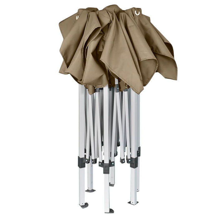 Partytent inklapbaar zeshoekig 3,6x3,1 m taupe 220 g/m²