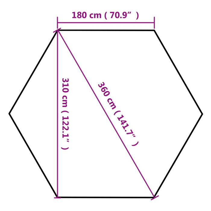 Partytent inklapbaar zeshoekig 3,6x3,1 m taupe 220 g/m²