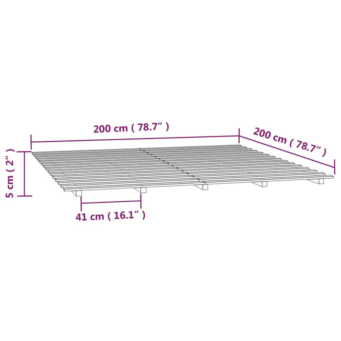 Bedframe massief grenenhout grijs 200x200 cm