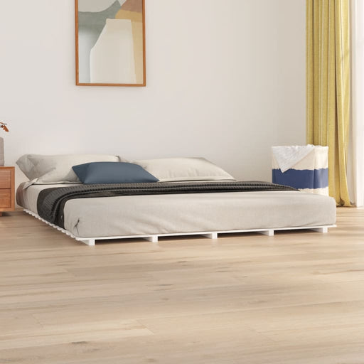 Bedframe massief grenenhout wit 160x200 cm